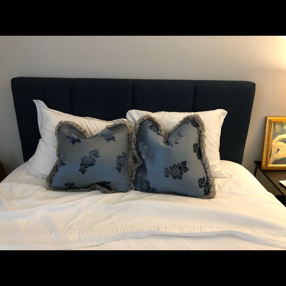 Custom silk Velvet pillows with brush trim